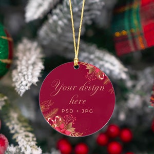 PSD Clear Christmas Ornament Mockup, Acrylic Ornament Mockup, Christmas Ornament Mockup,  Ornament Smart Mockup, Round Clear Ornament Mockup
