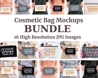 Cosmetic Bag Mockup Bundle, Makeup Bag Mockup, Jewelry Bag Mockup, Sublimation Makeup Purse Mockup, Canvas Bag Mockup, Bridesmaid Bag Mockup