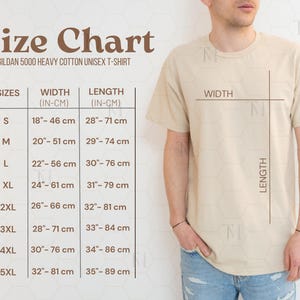 Gildan 5000 Size Chart, Gildan Unisex Heavy Cotton Tshirt Size Chart, Gildan 5000 Size Chart Mockup, Tee Shirt Size Chart, G5000 Mockup Send