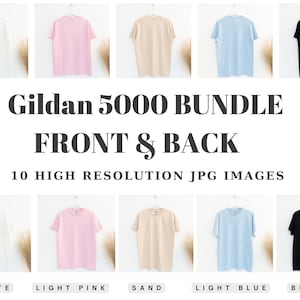 Gildan 5000 Front and Back, T Shirt Mockup Bundle, Gildan 5000 Hanging, Gildan Heavy Cotton Mockup, Tee Shirt Mockup Front and Back Bundle