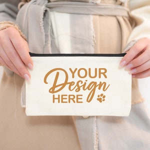 Makeup Bag Mockup, Cosmetic Bags Mockup, Jewelry Bag Mockup, Sublimation Makeup Purse Mockup, Canvas Bag Mockup, Natural Cosmetic Bag Mockup