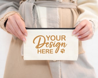 Makeup Bag Mockup, Cosmetic Bags Mockup, Jewelry Bag Mockup, Sublimation Makeup Purse Mockup, Canvas Bag Mockup, Natural Cosmetic Bag Mockup
