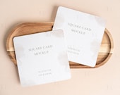Two Square Cards Mockup Rounded Corners, PSD Square Invitation Mockup, Rounded Corners Card Mockup, Birthday Card Mockup, Double Card Mockup