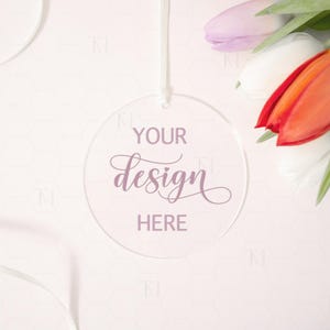 Acrylic Ornament Mockup, Round Ornament Mockup, Mothers Day Mockup, Easter Ornament Mockup, Clear Ornament Mockup, Blank Ornament Mockup