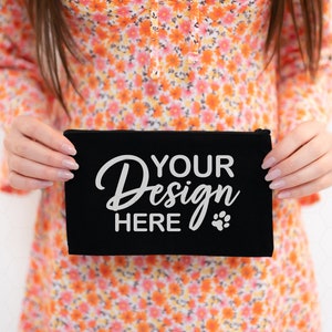Black Cosmetic Bag Mockup, Makeup Bag Mockup, Cosmetic Bags Mockup, Jewelry Bag Mockup, Sublimation Makeup Purse Mockup, Canvas Bag Mockup