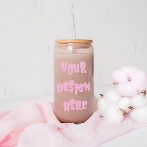Glass Can Mockup 16 oz, Libbey Glass Mockup, Glass Beer Can Mockup, Clear Glass Can Mockup, Glass Cup Mockup, Wedding Glass Can Mockup