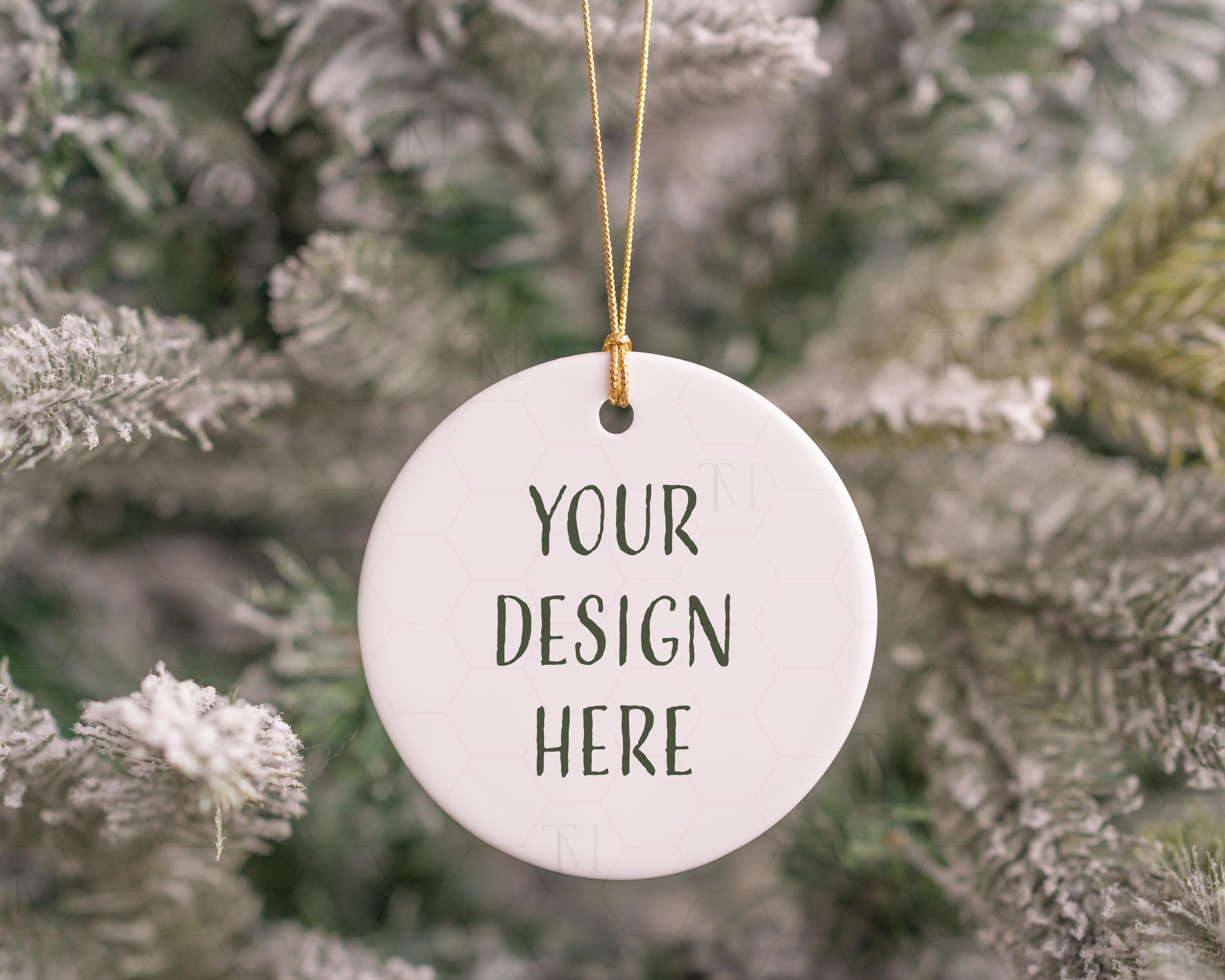 Christmas Ornament Mockup, Round Ornament Mockup, Sublimation Ceramic Ornament Mockup, White Ornament Mockup, White Circle Ornament Mockup