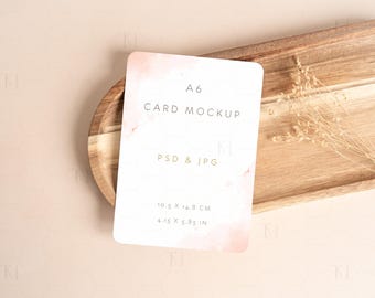 A6 Postcard Mockup, Rounded Corners Card Mockup, PSD Invitation Mockup, Wedding Card Mockup, Greeting Card Mockup, Minimalist Card Mock-up