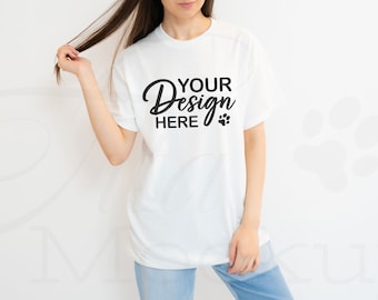 Gildan 5000 White T-Shirt Mockup, Oversized Shirt (Digital Download)