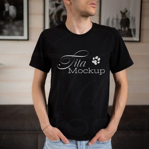 Bella Canvas 3001 Mockup, Men Mockup, Black T-Shirt Mockup, Male T-Shirt Mockup, Black Bella Canvas Mockup