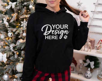 Gildan 18500 Mockup, Black Gildan Mockup, Gildan 18500 Christmas Mockup, Gildan Hoodie Mockup, Sweatshirt Model Mockup
