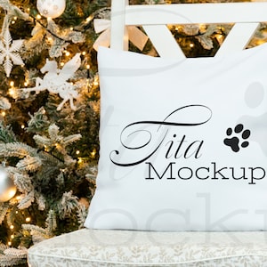 Christmas Pillow Mockup, Cushion Mockup, White Pillow Mockup, Winter Mockup