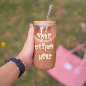 16oz Mockup, Glass Tumbler Mockup, Libbey Glass Mockup, 16oz Glass Can Mockup, Sipper Glass Mockup, Beer Glass Can Mockup, Sipper Glass Mock