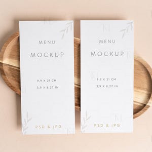 Makieta podwójnego menu PSD, Makieta programu weselnego, Makieta ulotki DL, Makieta karty przedniej i tylnej, Makieta dwóch kart menu, Makieta ulotki marketingowej