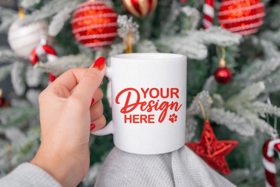 Christmas Mug Mockup, 11oz Coffee Mug Mockup, White Mug Mockup, Printify Mug Mockup, Ceramic Mug Mockup, Holiday Mug Mockup, Cozy Mug Mockup