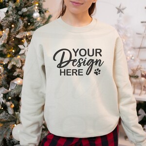 Gildan 18000 Mockup, Gildan Sand Sweatshirt Mockup, Sweatshirt Model Mockup, Sand Sweatshirt Mockup, Christmas Mockup