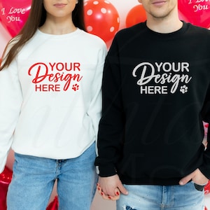 Gildan 18000 Mockup Valentines, Couple Sweatshirt Mockup, White Crewneck Mockup, Valentine Gildan Sweatshirt Mockup, Sweater Mockup