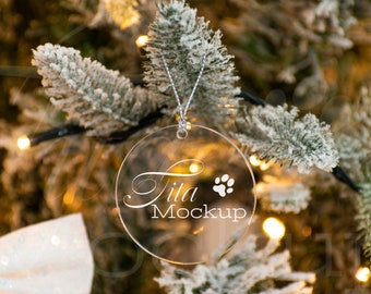 Clear Ornament Mockup, Christmas Ornament Mockup, Round Ornament Mockup, Acrylic Ornament Mockup