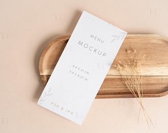 Mockup di volantino DL - Mockup di volantino PSD - Mockup di menu di nozze - Mockup di volantino di marketing - Mockup di programma di nozze - DL 9,9 x 21 cm - 3,9 x 8,27 pollici