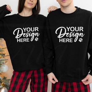 Gildan 18000 Mockup, Couple Sweatshirt Mockup, Gildan Black Sweatshirt Mockup, Black Sweatshirt Mockup, Christmas Mockup