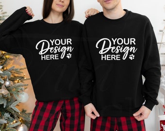 Gildan 18000 Mockup, Couple Sweatshirt Mockup, Gildan Black Sweatshirt Mockup, Black Sweatshirt Mockup, Christmas Mockup