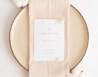 Wedding Place Card Mockup, A6 Greeting Card with Rounded Corners Mockup, Wedding Invitation Mockup, Thank You Card Mockup, Minimal Card Mock