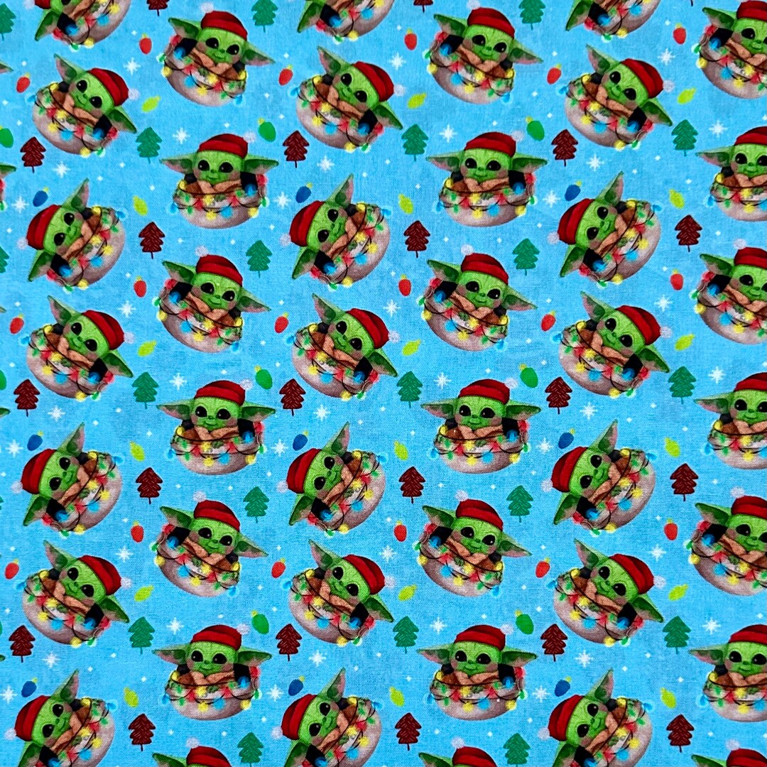 Christmas Spaceship Baby Yoda Character Fabric 100 Cotton Fat Etsy