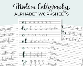 Modern Calligraphy Alphabet Practice Sheets | Printable Templates | Lettering Worksheets for Small Brush Pens | iPad Calligraphy
