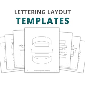 Pode incluir: Um conjunto de oito modelos de layout de letras imprimíveis em preto e branco com diferentes designs de faixas e fitas. Os modelos são perfeitos para criar projetos de letras personalizados.
