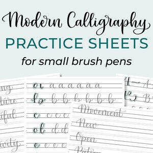 Modern Calligraphy Alphabet Practice Sheets | Printable Lettering Worksheets for Small Brush Pens