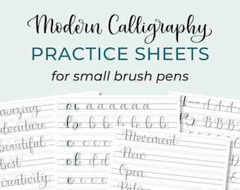 Modern Calligraphy Alphabet Practice Sheets | Printable Lettering Worksheets for Small Brush Pens