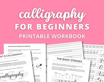 Brush Calligraphy Workbook for Beginners | How to Start Modern Calligraphy with Small Brush Pens | Brush Lettering Basics Practice Sheets