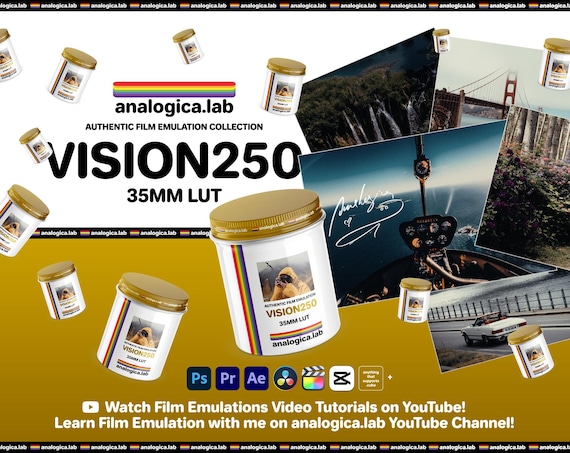 LUT Kodak Vision 250D 35MM Film Simulation Professional Color Grading VideoLut PhotoLut filetype: .cube for Rec709 & LOG Film Emulation