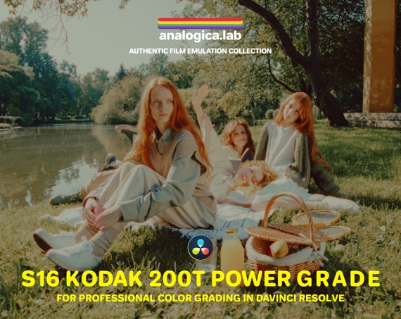 Super16 KODAK 200T Power Grade for Professional Color Grading in DaVinci Resolve Studio, Unique Handmade Analog Film Simulation, Halation FX