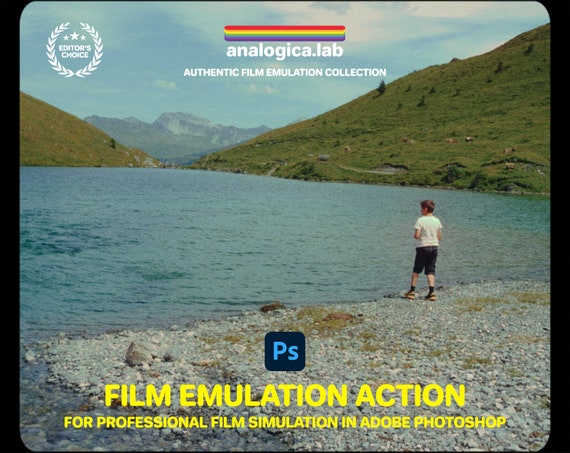 Wonderful 16MM Film Emulation Photoshop Action + Overlays for Professional Color Grading, Grain, Halation, Film Gate Overlays