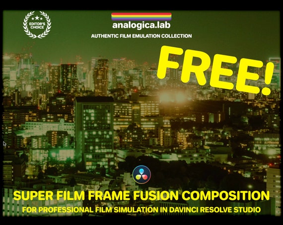 FREE Super Film Frame Fusion Composition Node for Professional Color Grading DaVinci Resolve Handmade Analog Film Emulation, Dynamic Overlay