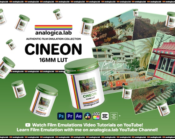 LUT Super16 CINEON 16MM Film Simulation, Professional Color Grading, VideoLut, PhotoLut, filetype: .cube for LOG, Rec709, LUTs, Lut Presets