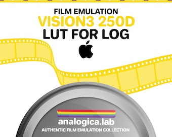 LUT KODAK VISION3 250D 35MM Film Simulation, Professional Color Grading VideoLut iPhone filetype: .cube for Apple LOG Film Emulation