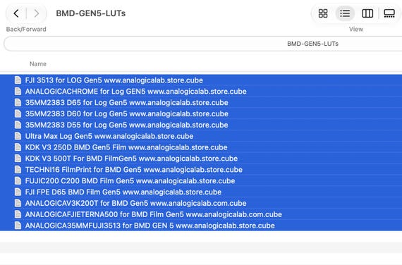 LUTs Collection for BlackMagic Film Gen5 By analogica.lab Film Emulation LUTs & Grading Tools