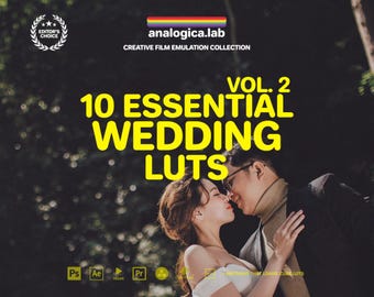 10 Essential Wedding LUTs Pack VOL.2 - Film Emulation Professional Color Grading VideoLut PhotoLut, filetype: .cube for Rec709, Starter Pack
