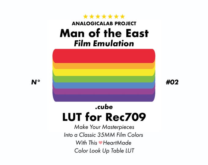 Featured listing image: N# 2 Man of the East ~ Film Emulation .Cube LUT for Rec709 ~ Make Your Masterpieces into a Classic 35MM Film Colors