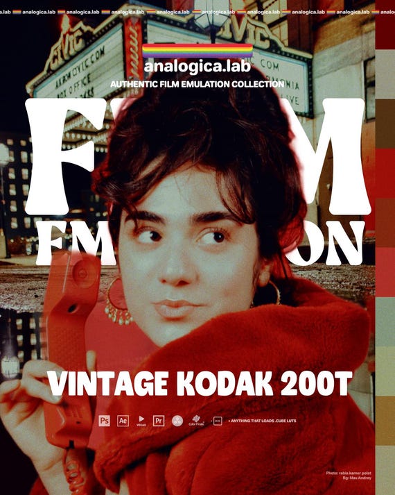 LUT Super16 KODAK 200T, 16MM Film Simulation, Professional Color Grading, VideoLut, PhotoLut, filetype: .cube LUTs for Rec709 & LOG