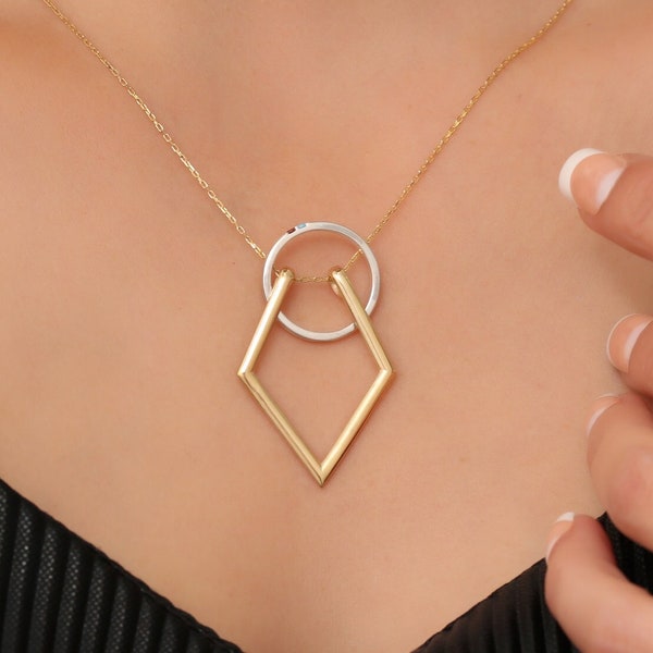 Ring-Halter-Halskette, Geometrische Goldkette, Sterlingsilber-Ringhalter, Geschenk für Krankenschwester, Doktorring-Halter-Halskette, Weihnachtsgeschenke