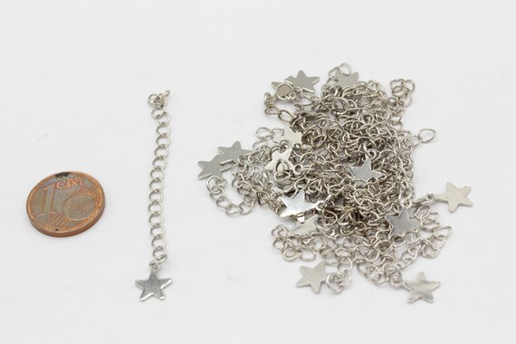 Rhodium Plated Extender Chain Star 