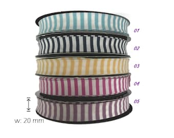 White Stripe Bias Tape 20 mm - Cotton Binding