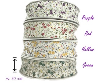 Motivo floreale nastro in sbieco in cotone da 30 mm - Cotton Bias Tape