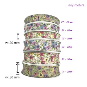 0.77&quot; - 1.18&quot; Rose Pattern Bias Tape - 20mm & 30mm Floral Cotton Binding