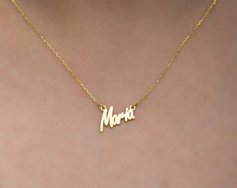 Shimmering Gold-Plated Name Pendant, Silver Personalized Jewelry, Custom Name Necklace for Women, Customized Women's Jewelry