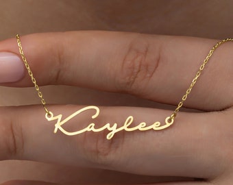 Signature Gold-Plated Name Necklace, Name Necklace 925S Silver, 14K Gold Plating Personalized Jewelry, Customizable Silver Name Necklace