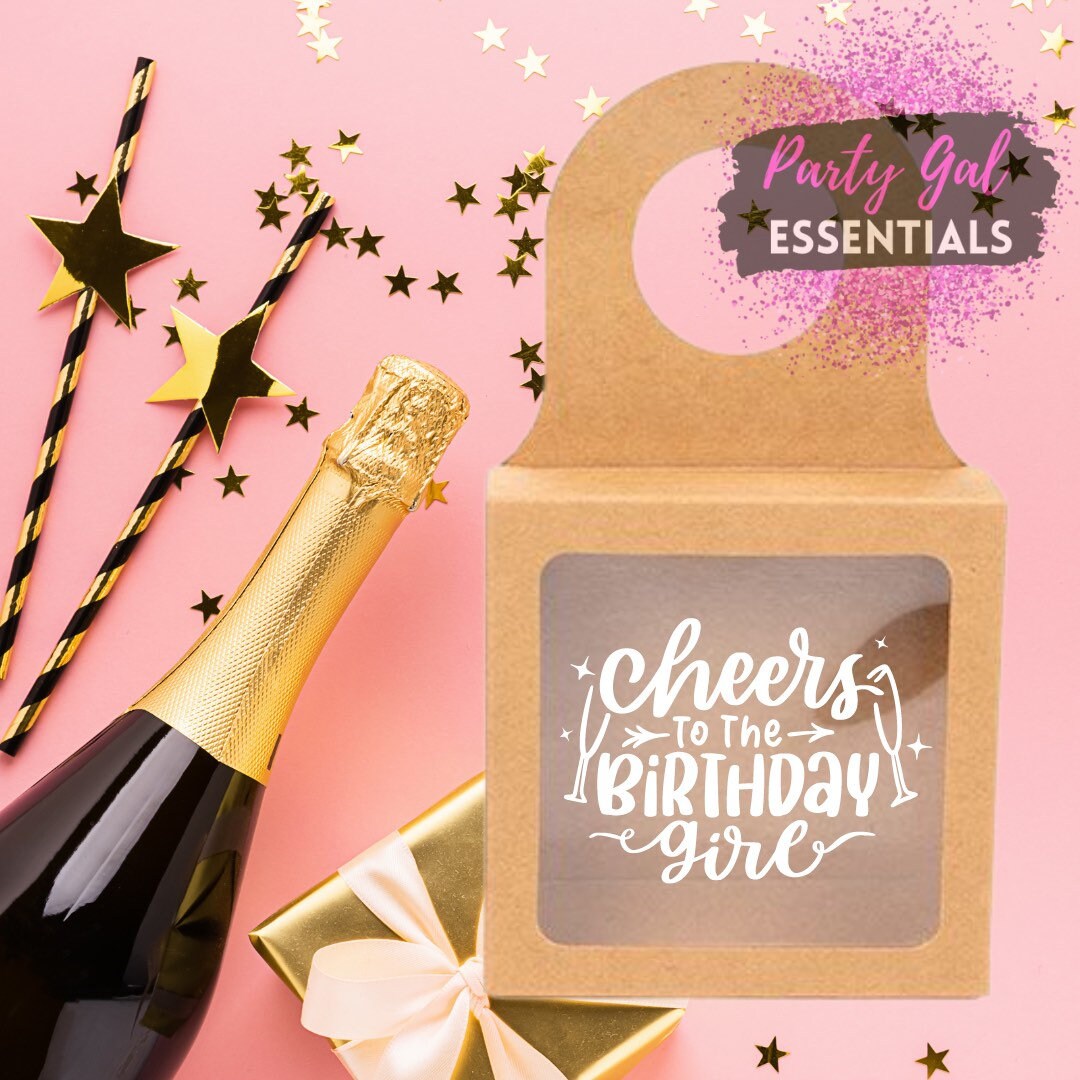 Cheers to the Birthday Girl Wine Bottle Gift Boxes // Cheers Etsy